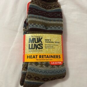 NWT- Muk Luks Men's Thermal Socks - Brown and Blue